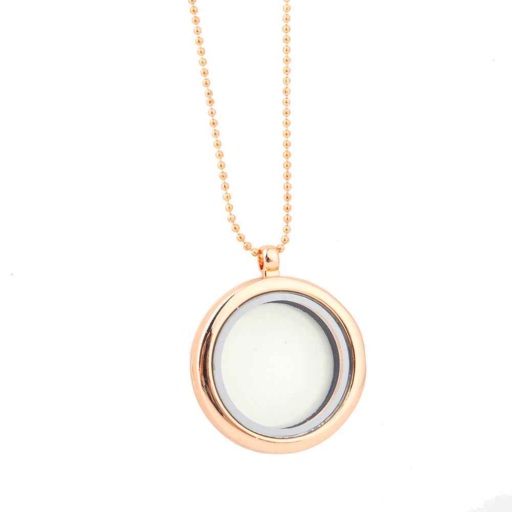 Alloy Phase Box Round Glass Pendant Pendant Necklace