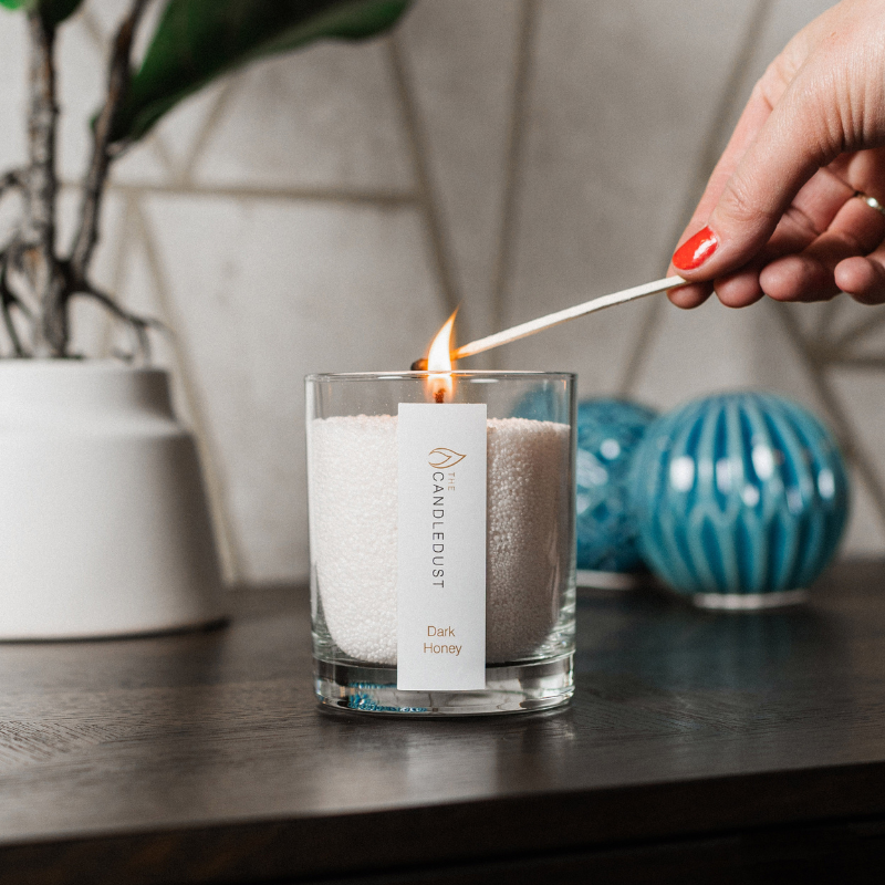 Powdered Candle in Glass - Dark Honey 160g - ORÉA PARIS