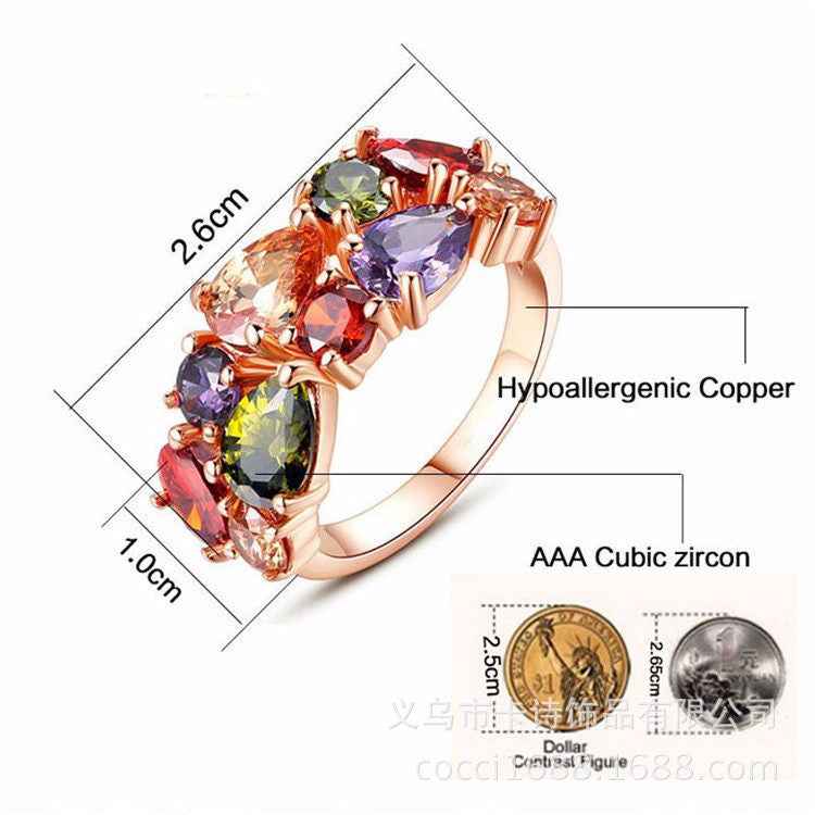 Shiny Zircon Hypoallergenic Necklace Earrings Ring Set