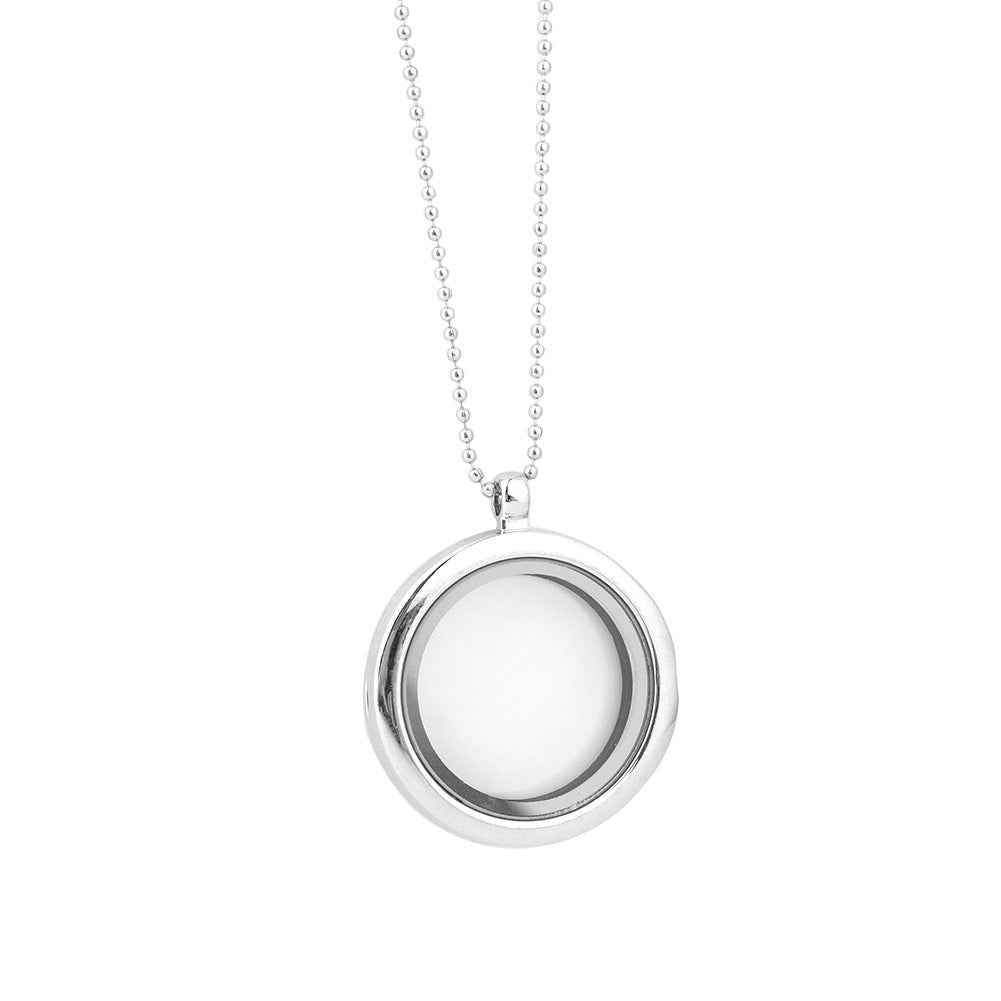 Alloy Phase Box Round Glass Pendant Pendant Necklace
